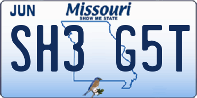 MO license plate SH3G5T