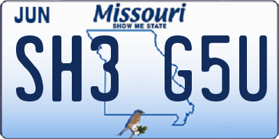 MO license plate SH3G5U