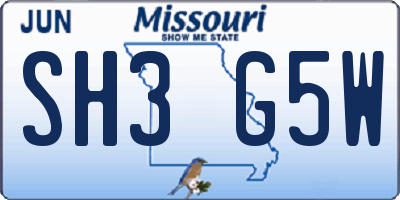 MO license plate SH3G5W