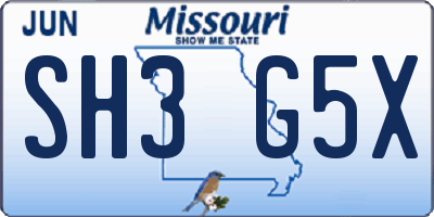 MO license plate SH3G5X