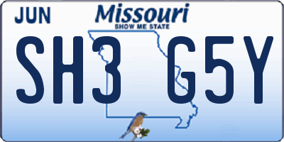 MO license plate SH3G5Y