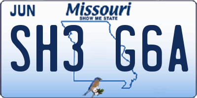 MO license plate SH3G6A