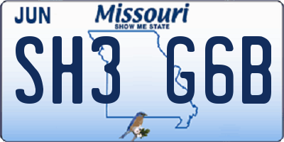 MO license plate SH3G6B