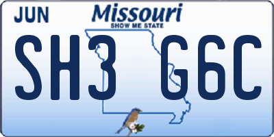 MO license plate SH3G6C