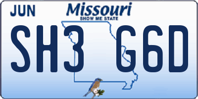 MO license plate SH3G6D
