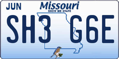 MO license plate SH3G6E