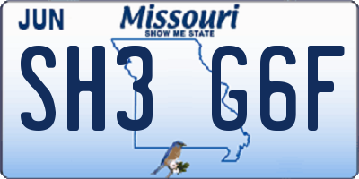 MO license plate SH3G6F