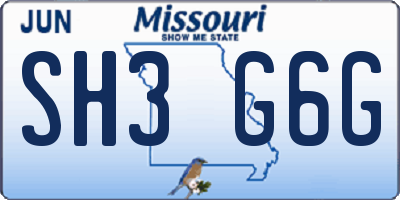 MO license plate SH3G6G