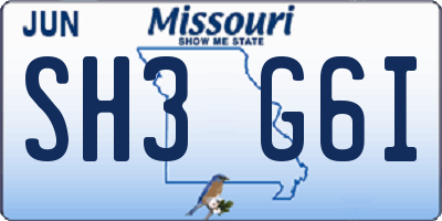 MO license plate SH3G6I