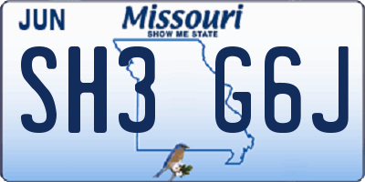 MO license plate SH3G6J