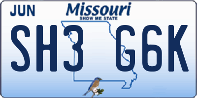 MO license plate SH3G6K