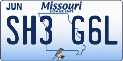 MO license plate SH3G6L