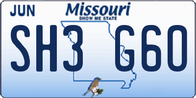 MO license plate SH3G6O