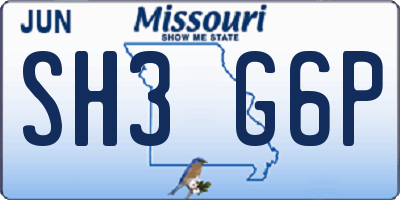 MO license plate SH3G6P