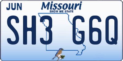 MO license plate SH3G6Q