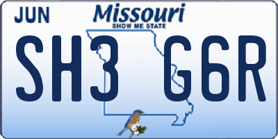 MO license plate SH3G6R
