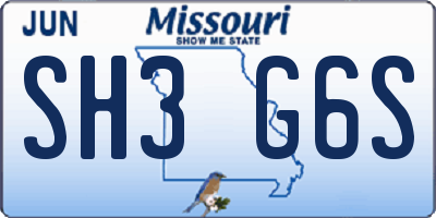 MO license plate SH3G6S