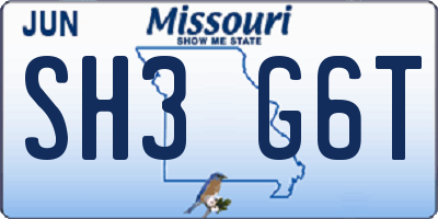 MO license plate SH3G6T