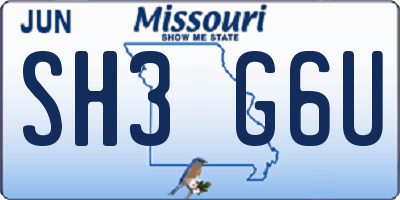 MO license plate SH3G6U
