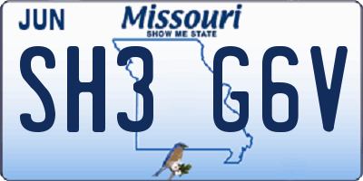MO license plate SH3G6V