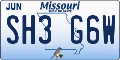 MO license plate SH3G6W