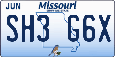 MO license plate SH3G6X
