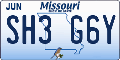 MO license plate SH3G6Y
