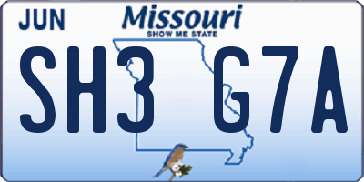 MO license plate SH3G7A