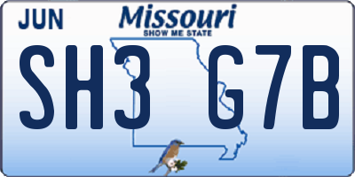 MO license plate SH3G7B