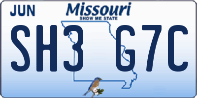 MO license plate SH3G7C