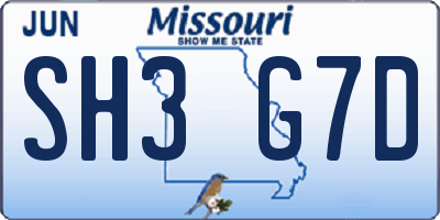 MO license plate SH3G7D