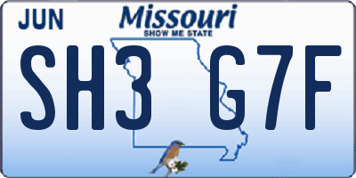 MO license plate SH3G7F