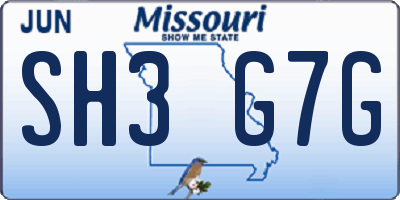 MO license plate SH3G7G