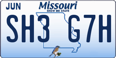 MO license plate SH3G7H