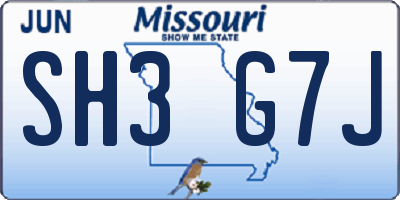 MO license plate SH3G7J