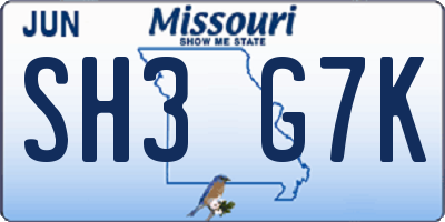 MO license plate SH3G7K
