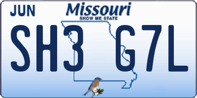 MO license plate SH3G7L