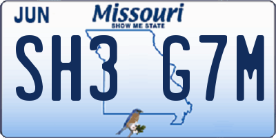 MO license plate SH3G7M