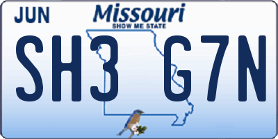 MO license plate SH3G7N