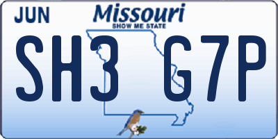 MO license plate SH3G7P