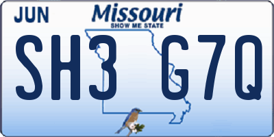 MO license plate SH3G7Q