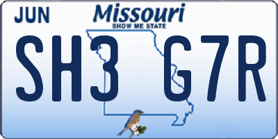 MO license plate SH3G7R