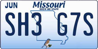 MO license plate SH3G7S