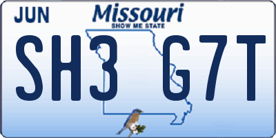 MO license plate SH3G7T
