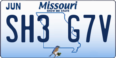 MO license plate SH3G7V