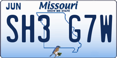 MO license plate SH3G7W