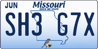 MO license plate SH3G7X