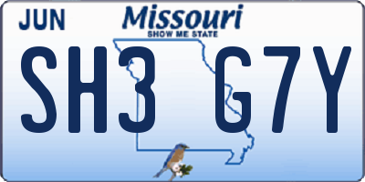 MO license plate SH3G7Y