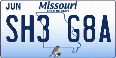 MO license plate SH3G8A