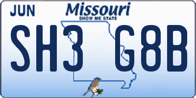MO license plate SH3G8B